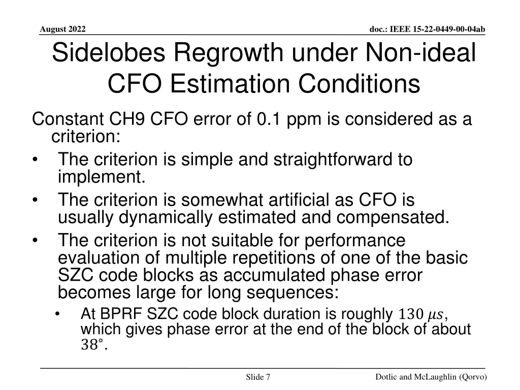 august 2022 sidelobes regrowth under non ideal