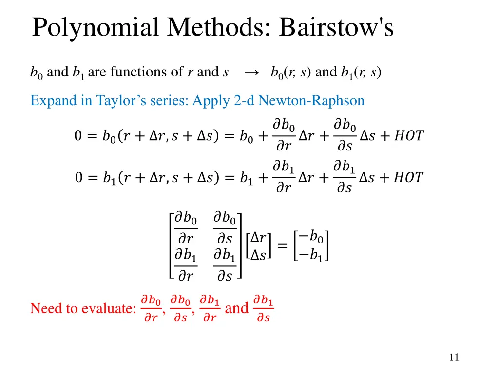 polynomial methods bairstow s 2