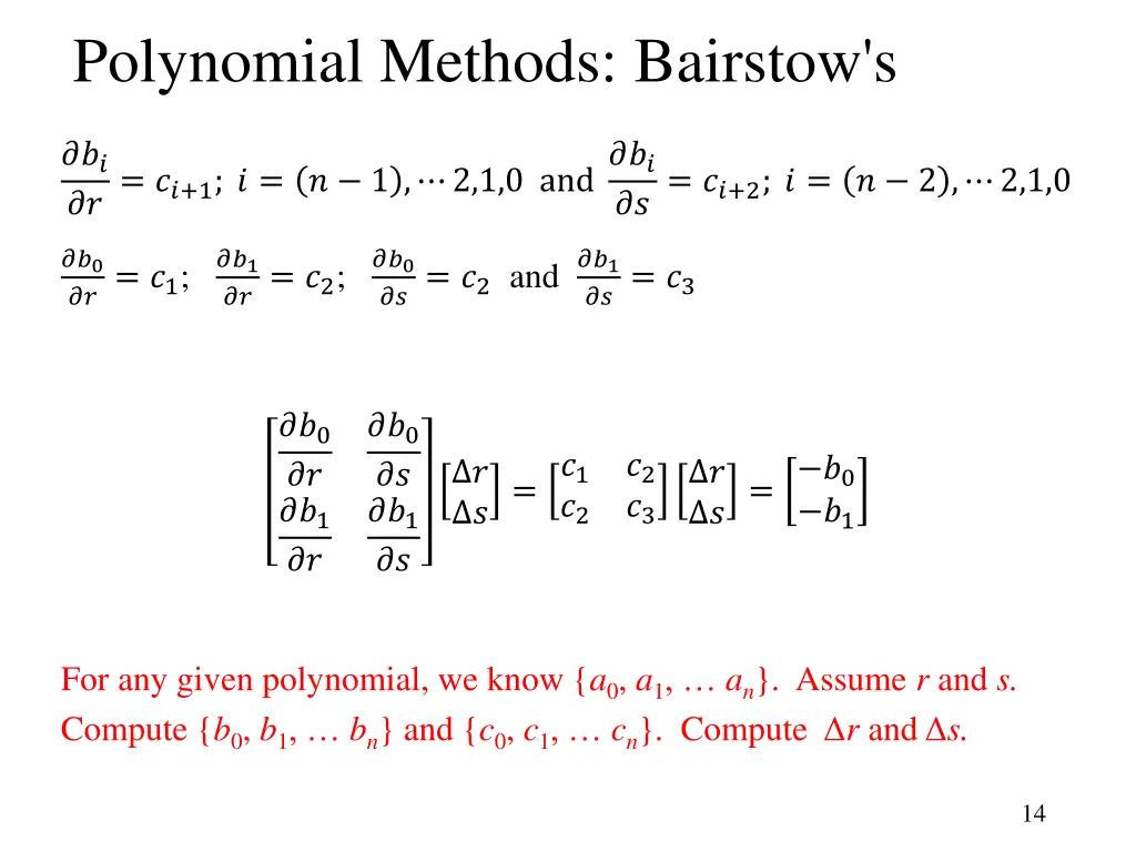 polynomial methods bairstow s 5