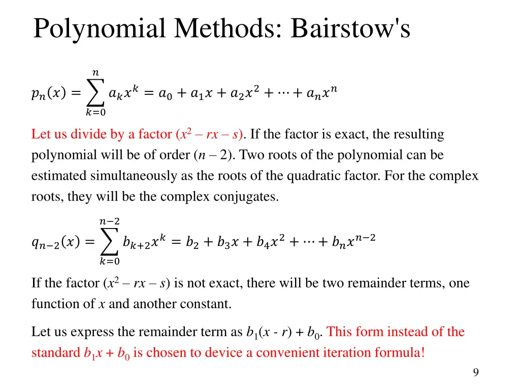 polynomial methods bairstow s