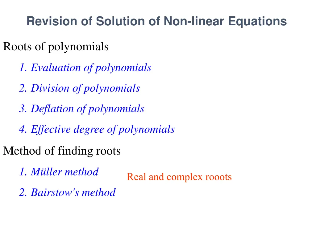 revision of solution of non linear equations 2