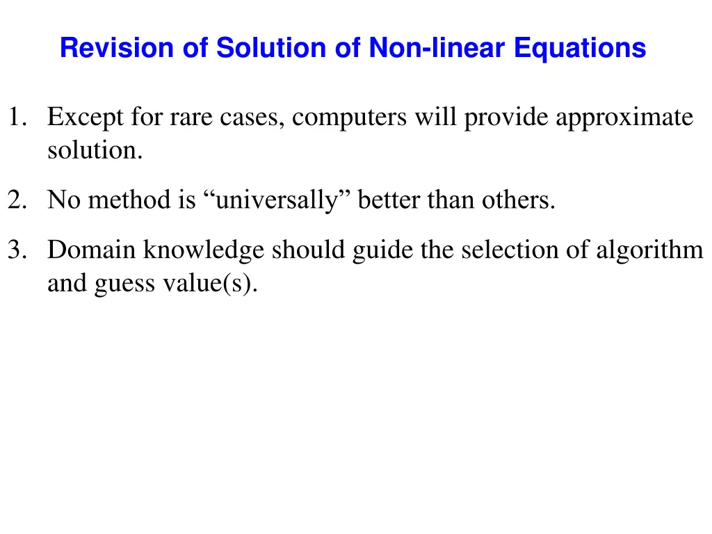 revision of solution of non linear equations 3