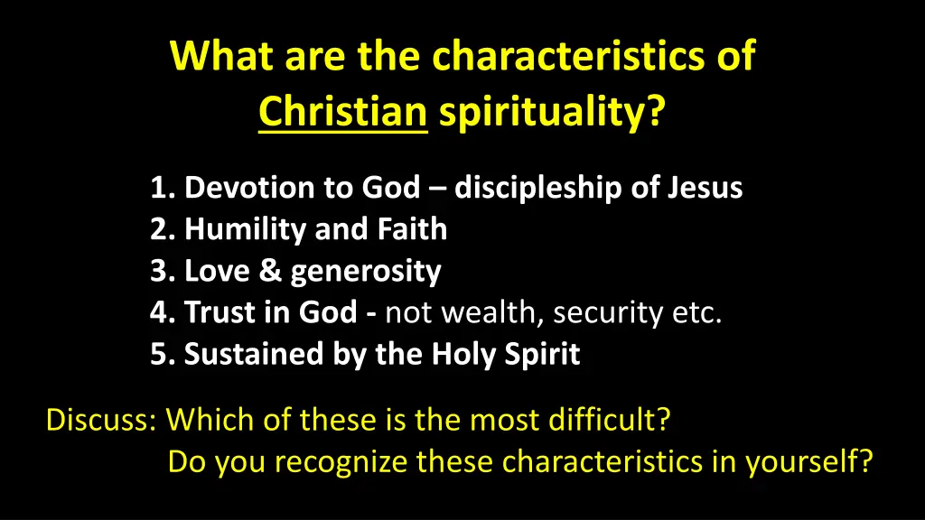 what are the characteristics of christian