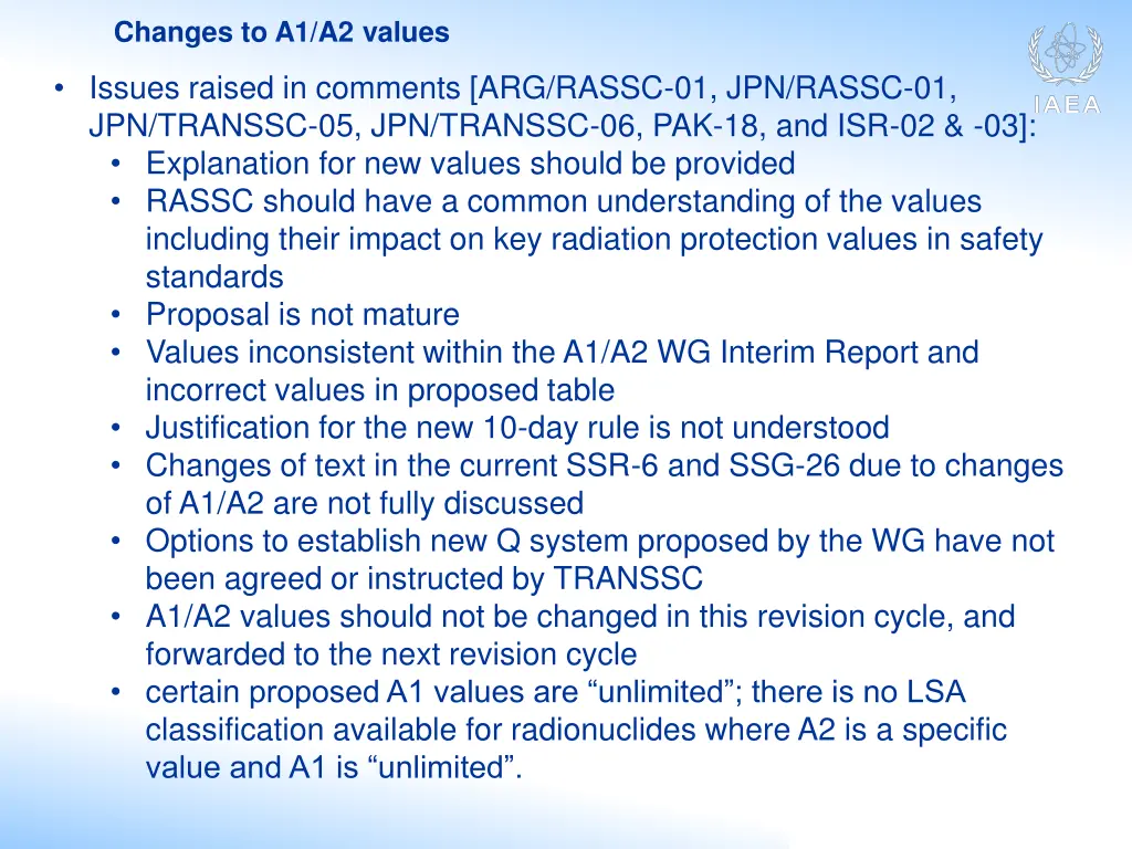 changes to a1 a2 values