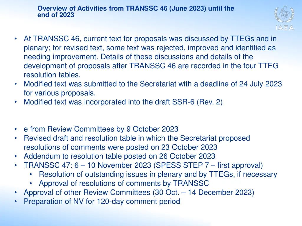 overview of activities from transsc 46 june 2023 1