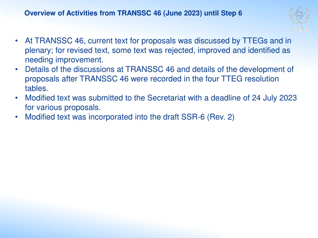 overview of activities from transsc 46 june 2023