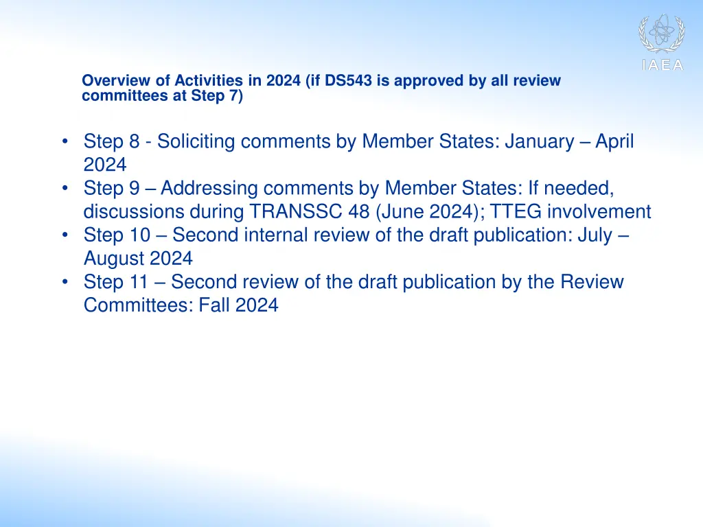 overview of activities in 2024 if ds543