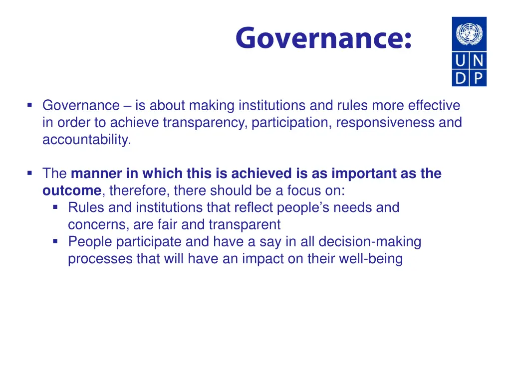 governance is about making institutions and rules