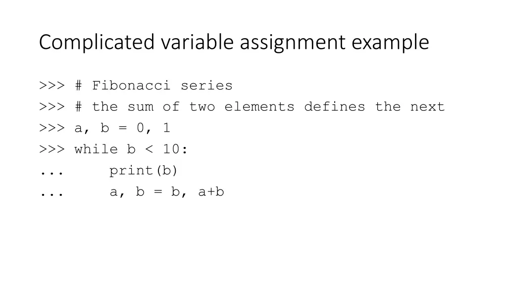 complicated variable assignment example