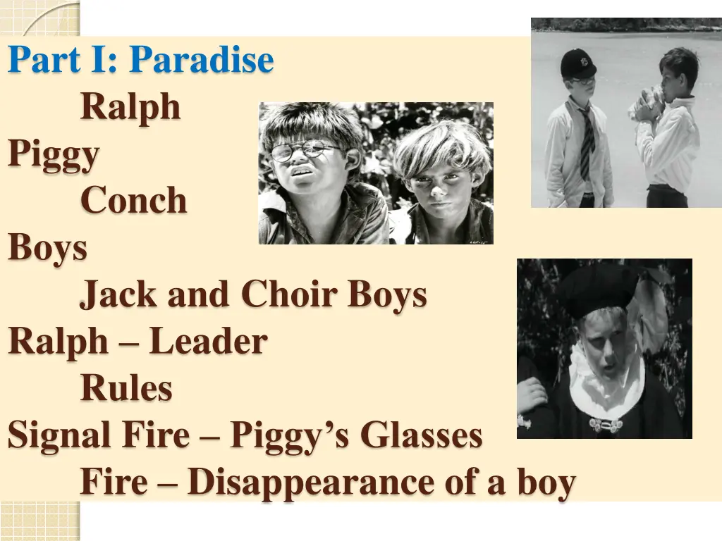 part i paradise ralph piggy conch boys jack