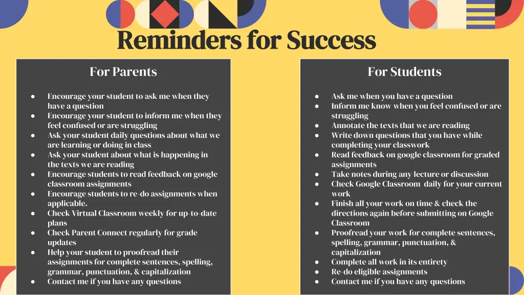 reminders for success reminders for success