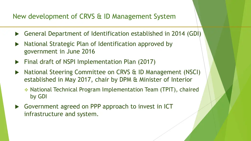 new development of crvs id management system