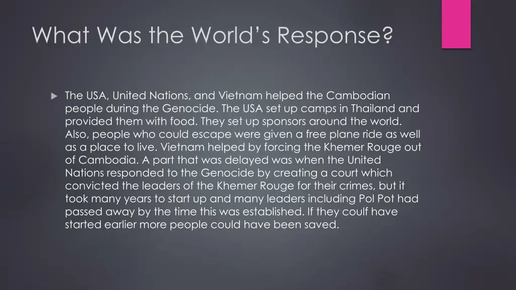 what was the world s response