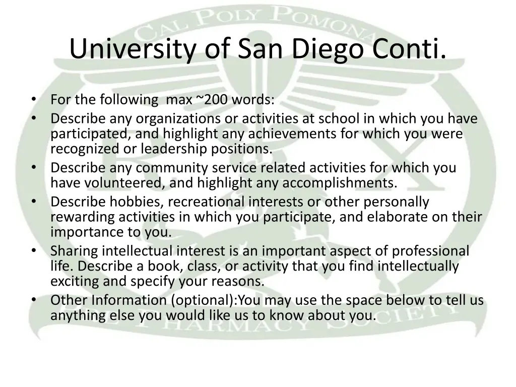 university of san diego conti