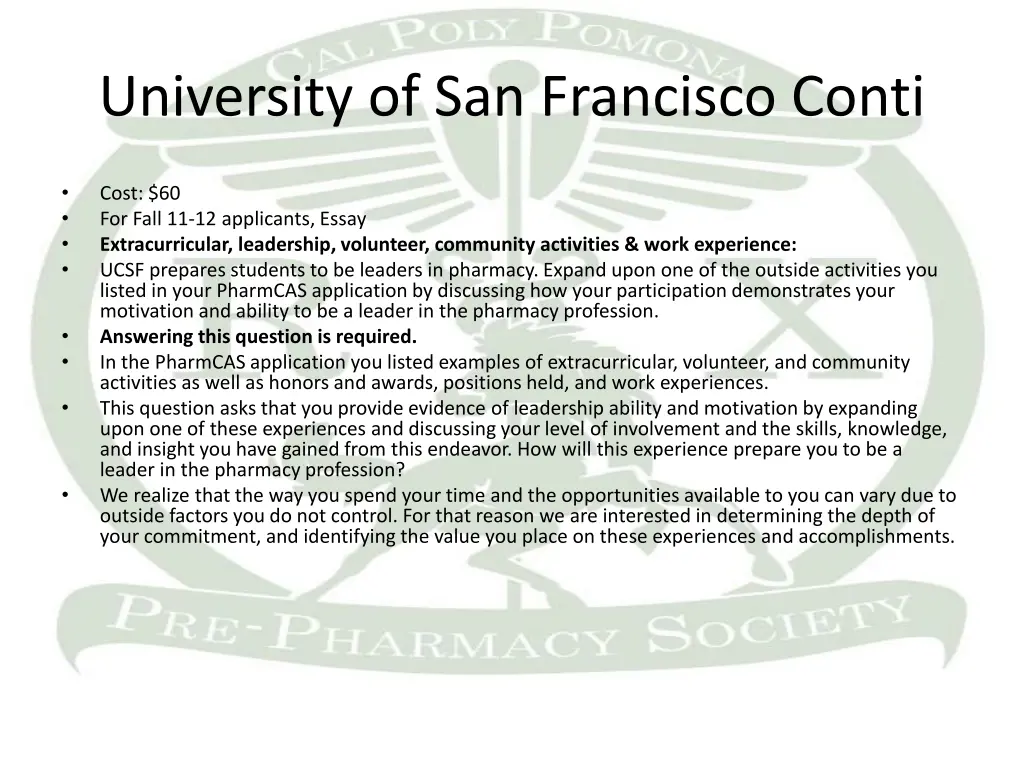 university of san francisco conti