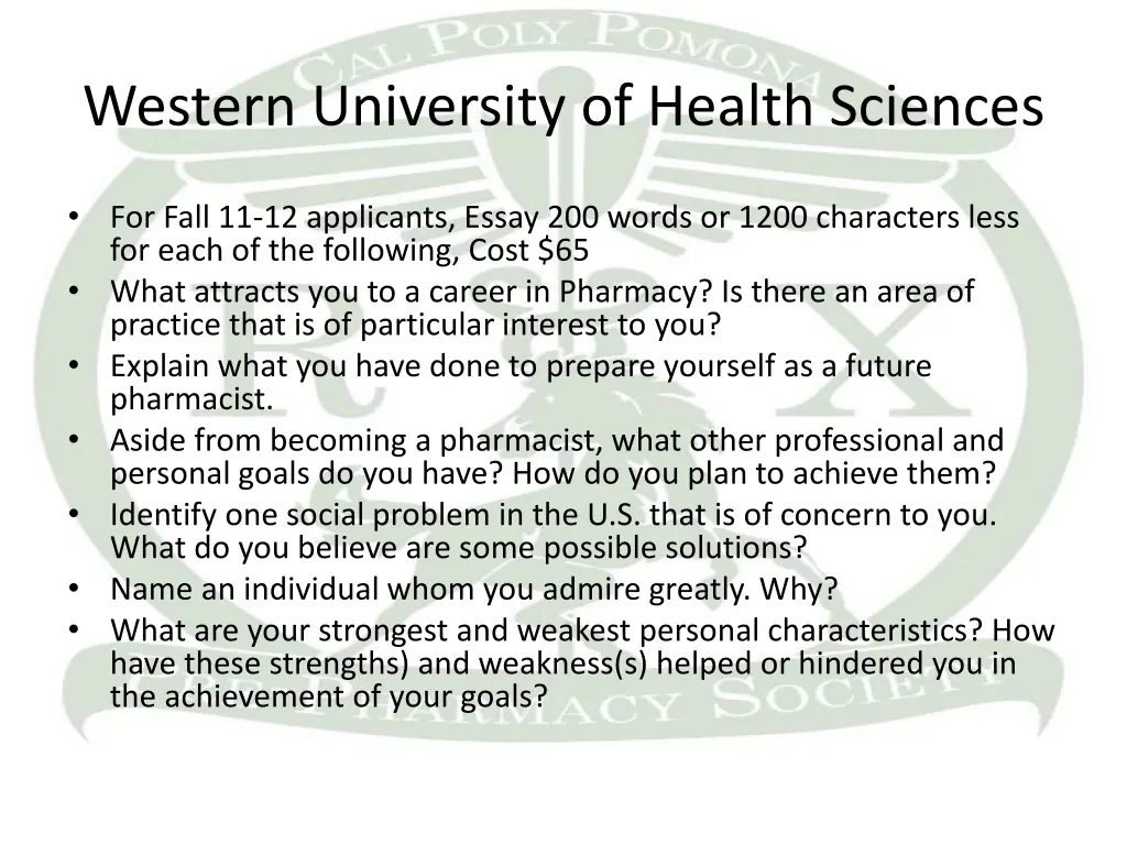 western university of health sciences