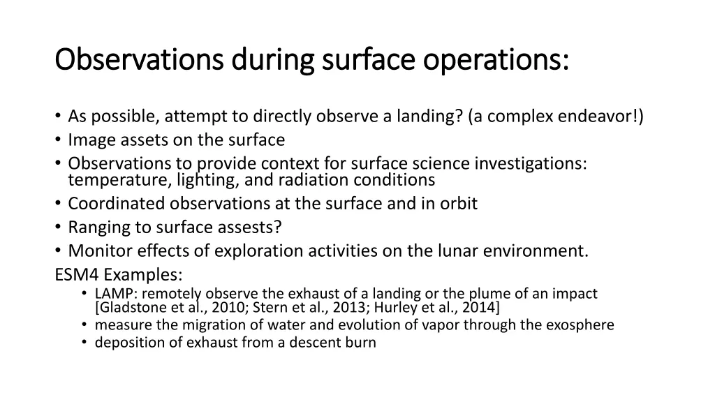 observations during surface operations