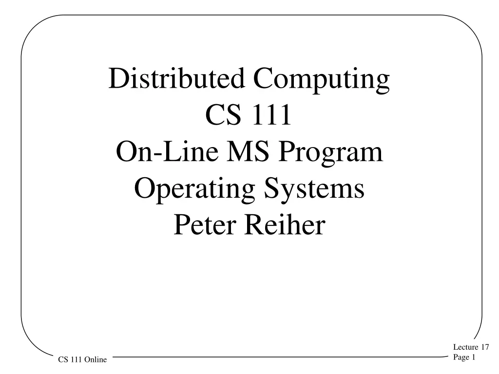 distributed computing cs 111 on line ms program