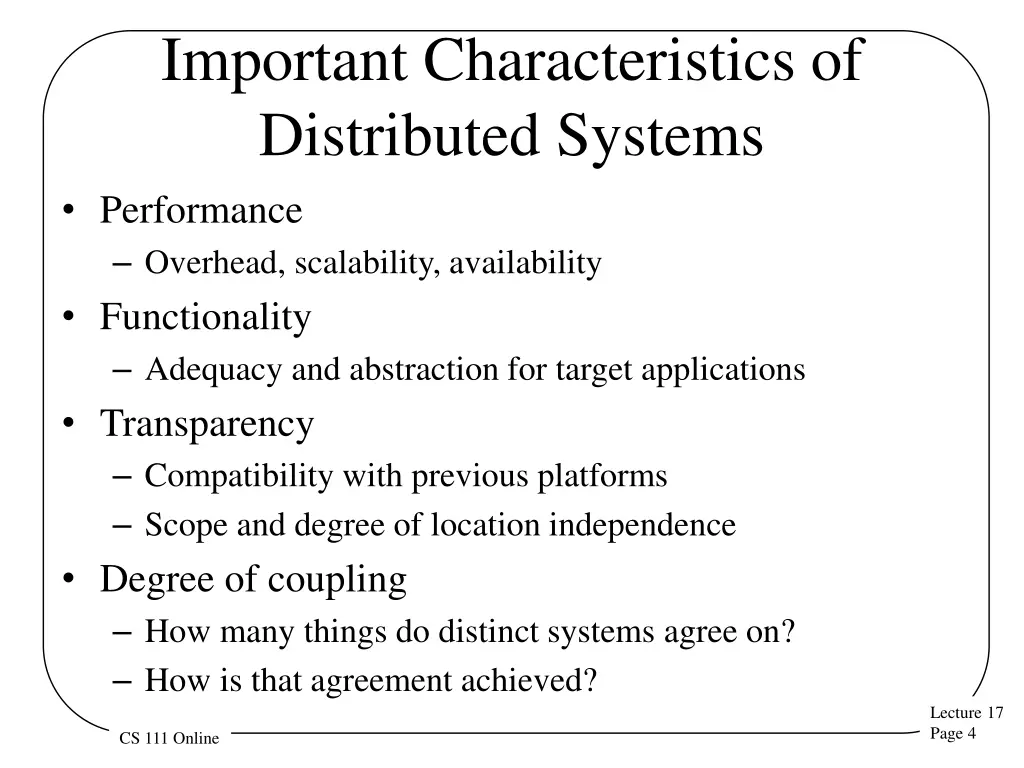important characteristics of distributed systems