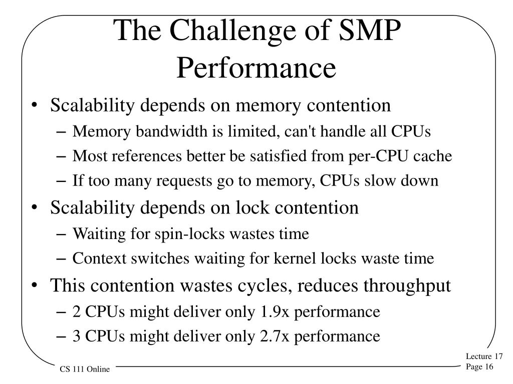 the challenge of smp performance scalability