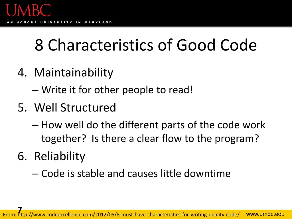 8 characteristics of good code 1