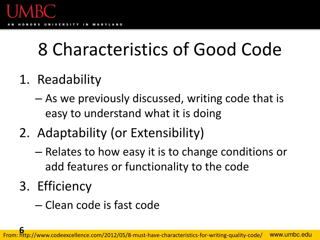8 characteristics of good code