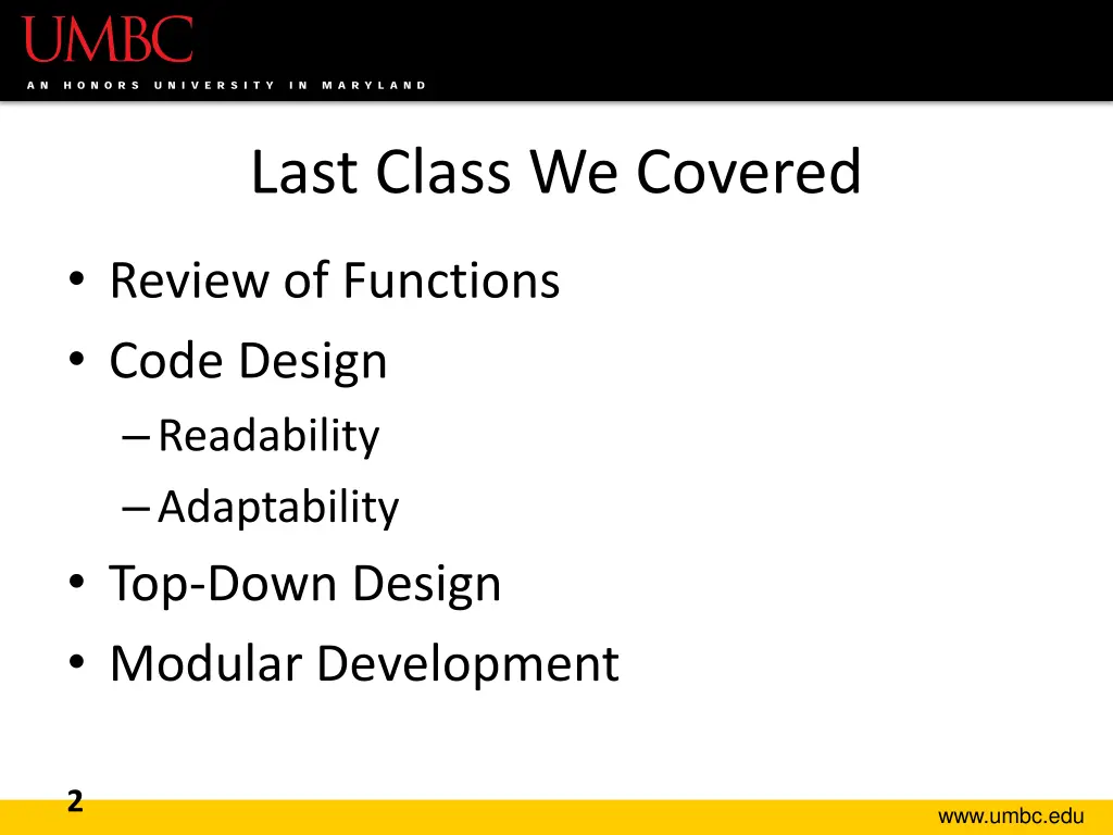 last class we covered