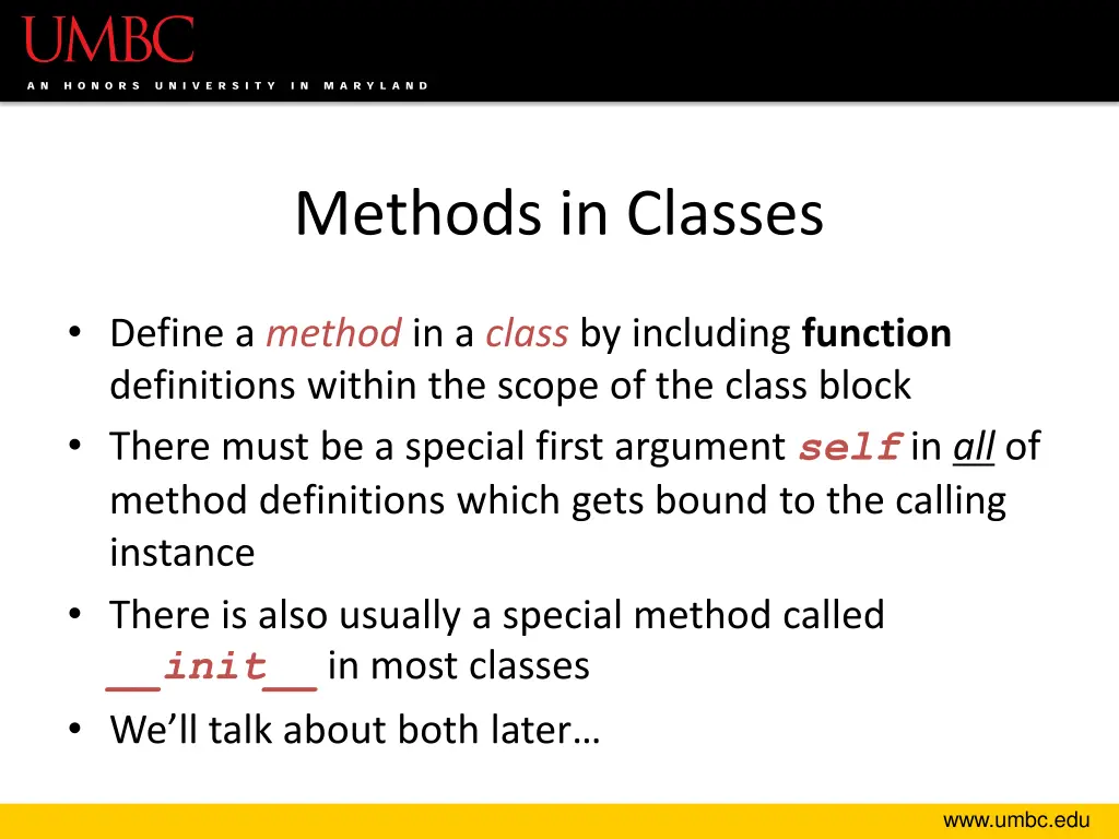 methods in classes