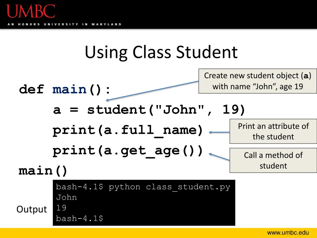 using class student