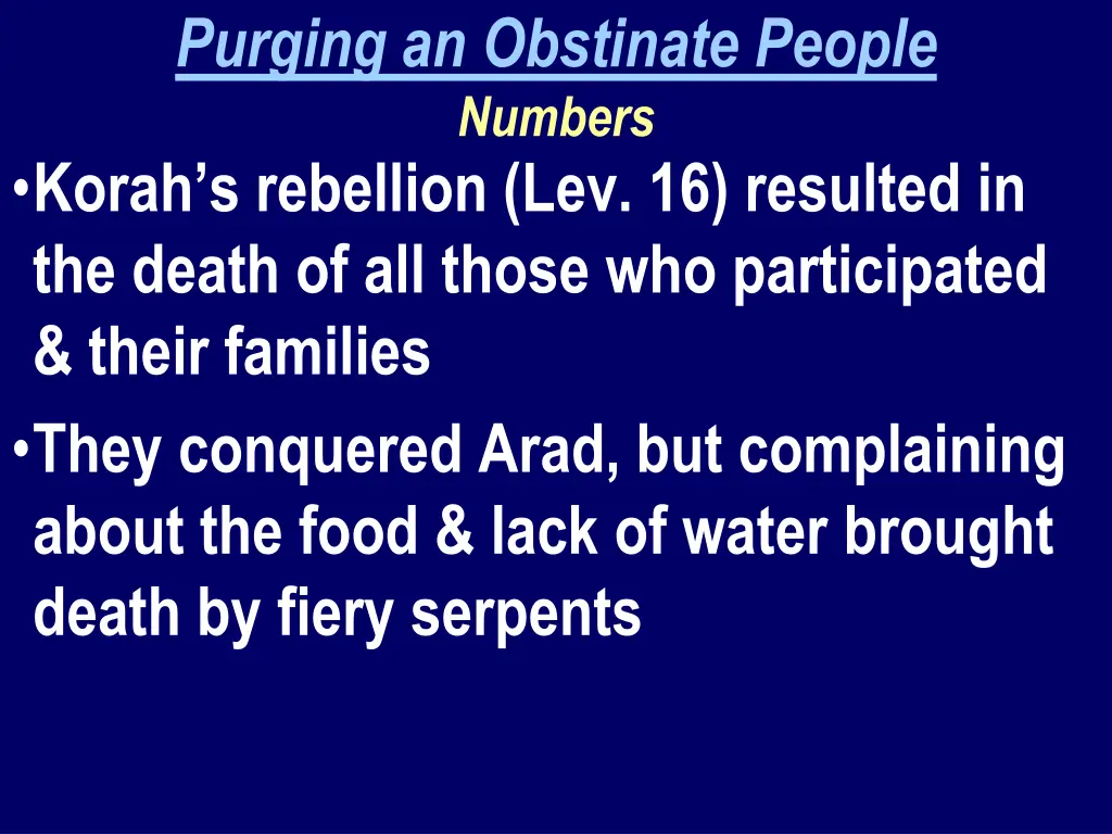 purging an obstinate people numbers korah