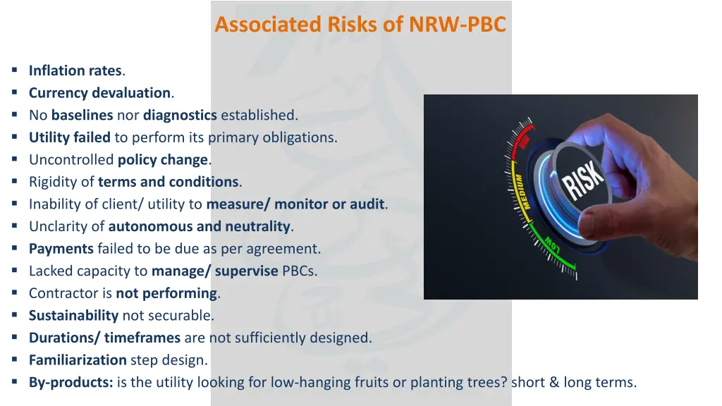 associated risks of nrw pbc