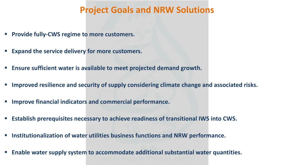 project goals and nrw solutions