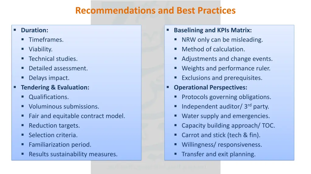 recommendations and best practices
