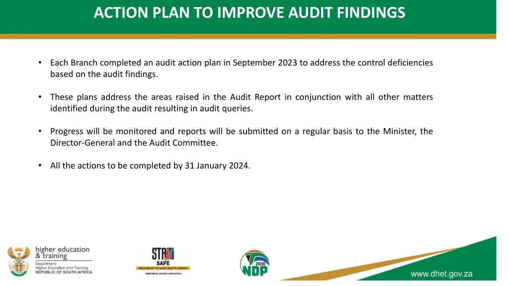 action plan to improve audit findings