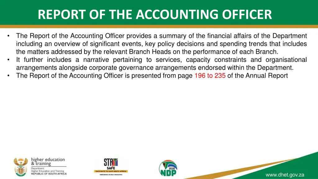 report of the accounting officer