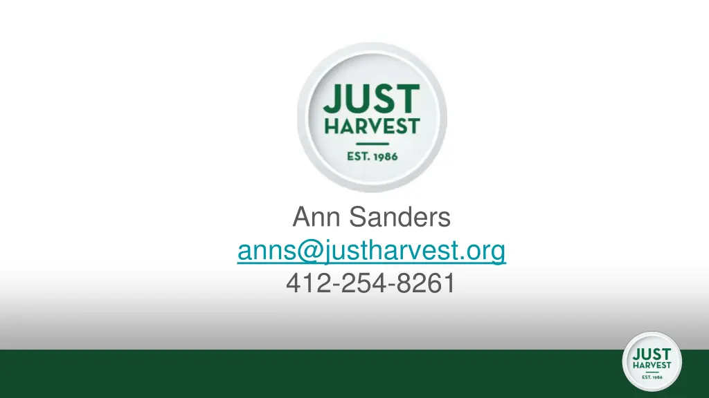 ann sanders anns@justharvest org 412 254 8261