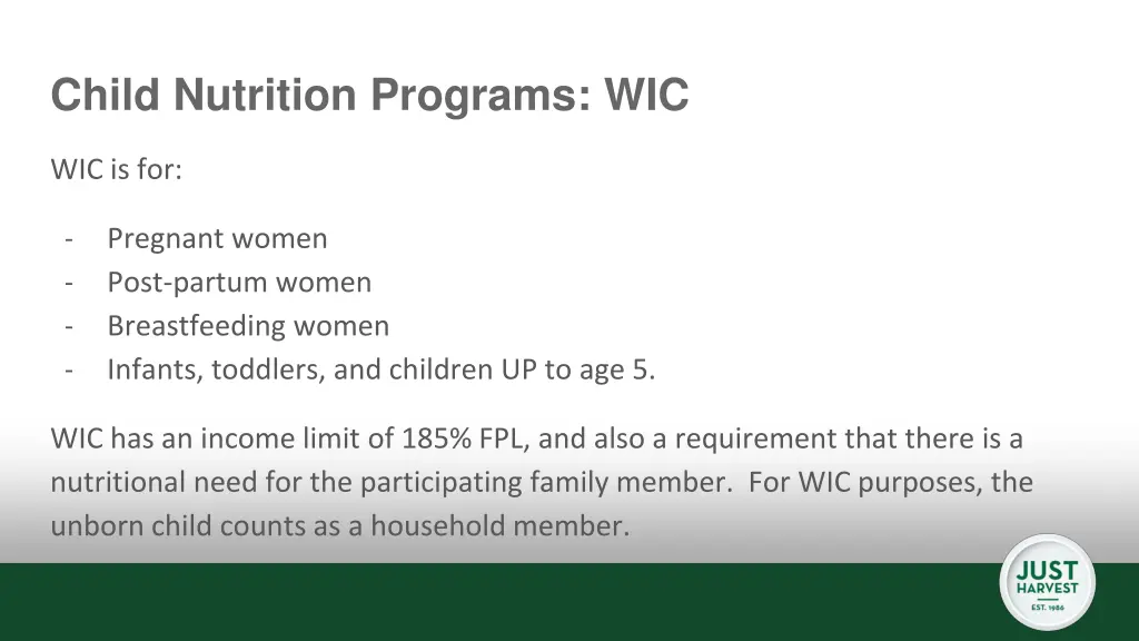 child nutrition programs wic