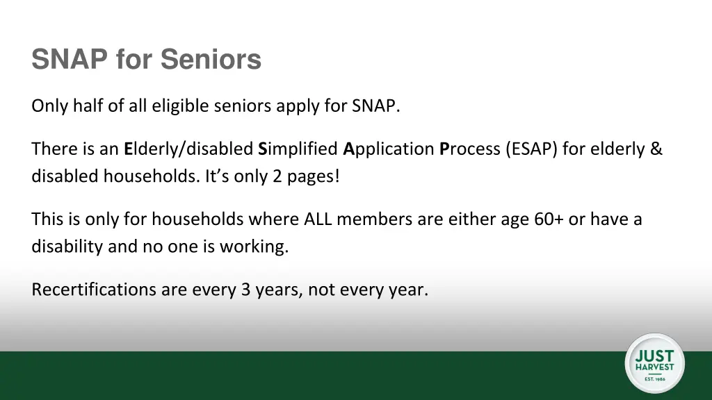snap for seniors