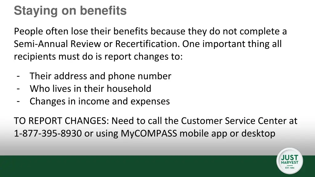 staying on benefits