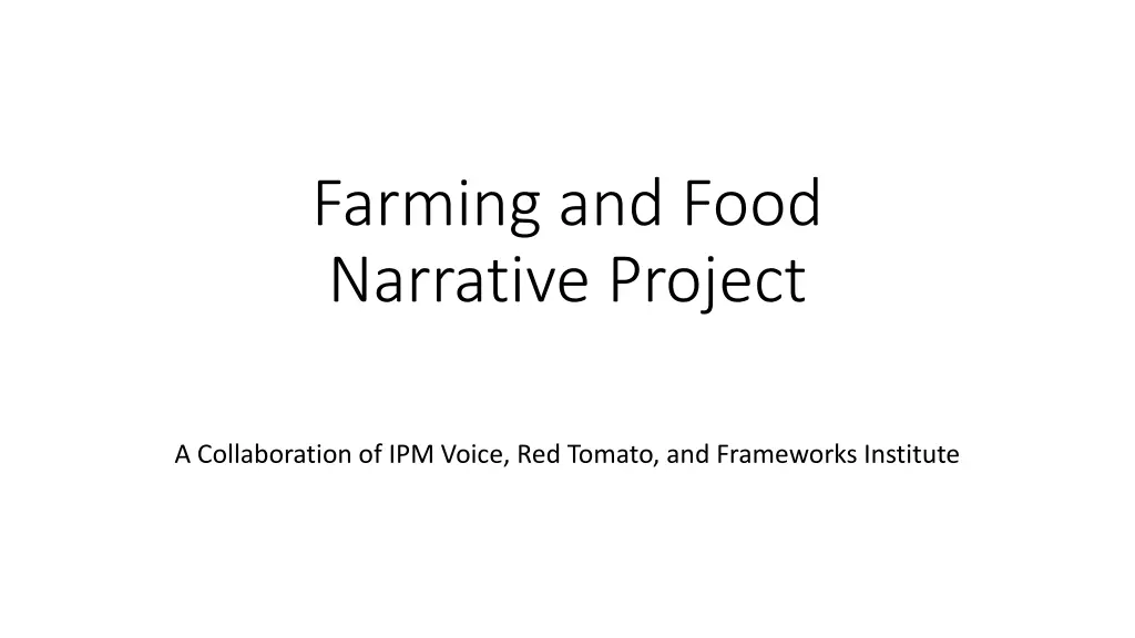 farming and food narrative project
