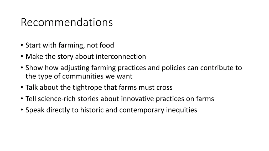 recommendations