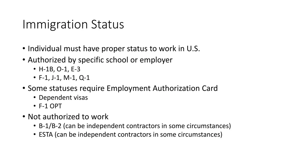 immigration status
