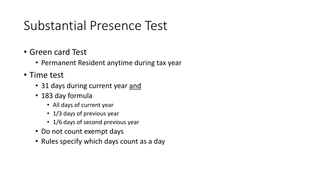 substantial presence test