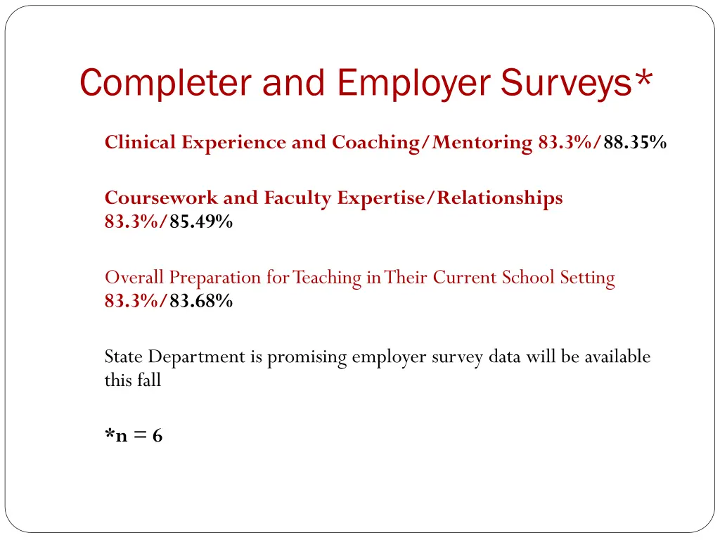 completer and employer surveys