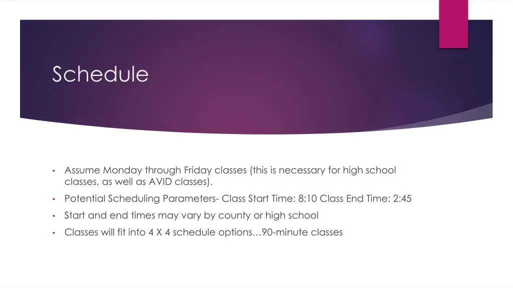 schedule