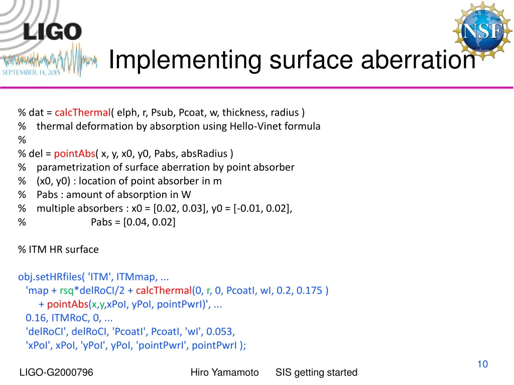 implementing surface aberration