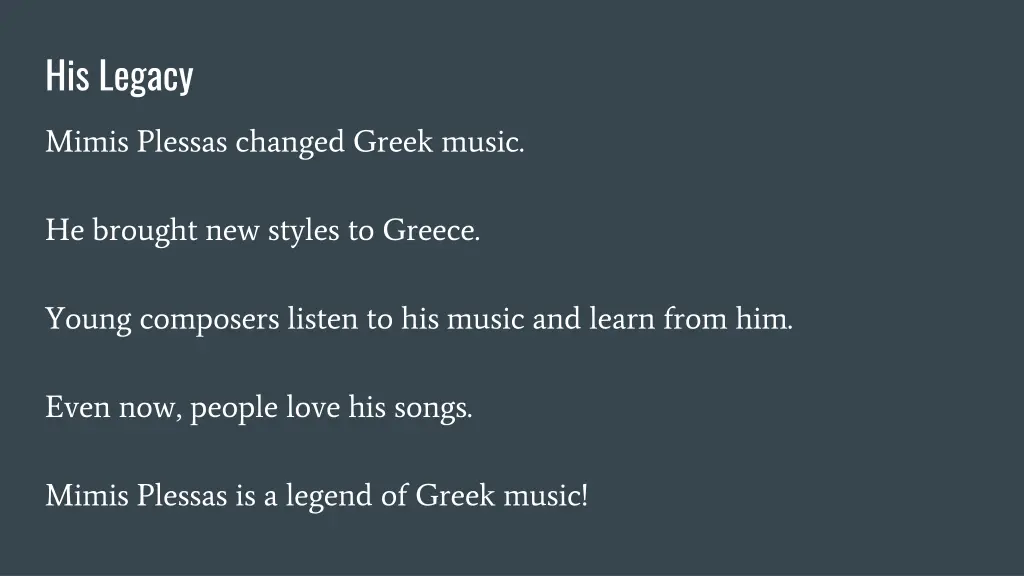 his legacy