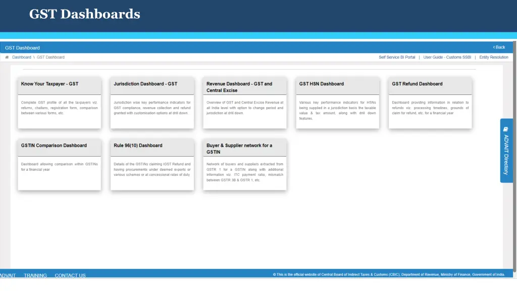 gst dashboards