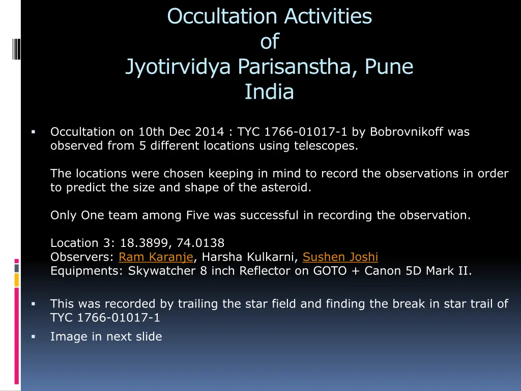 occultation activities of jyotirvidya parisanstha 11