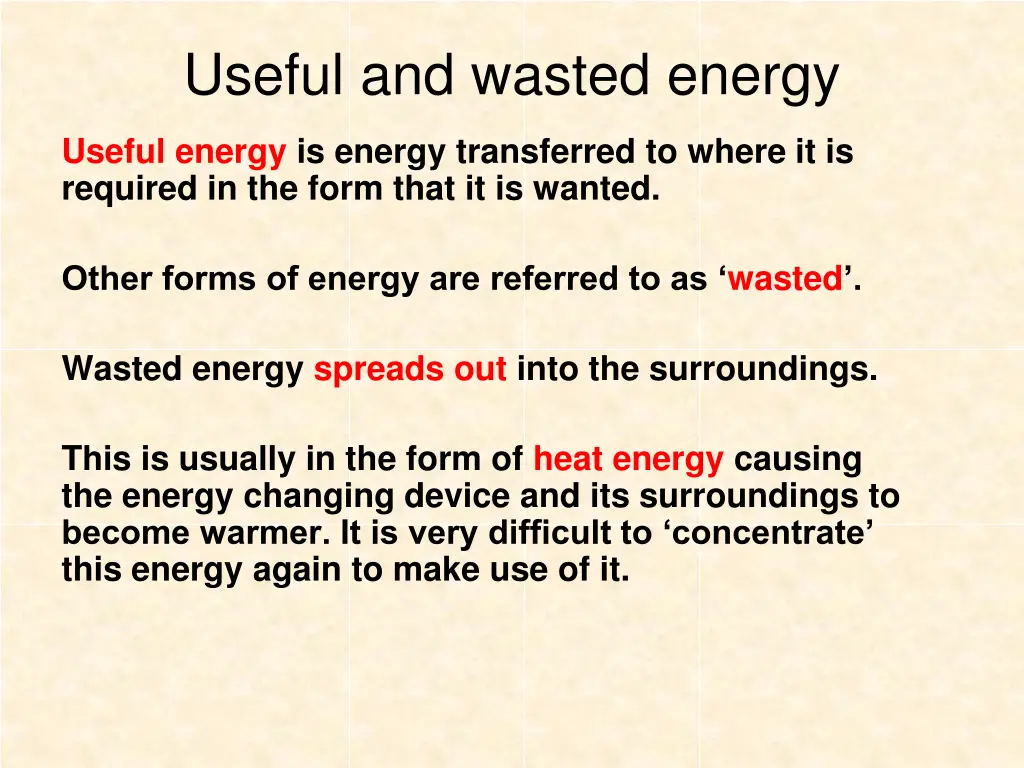 useful and wasted energy